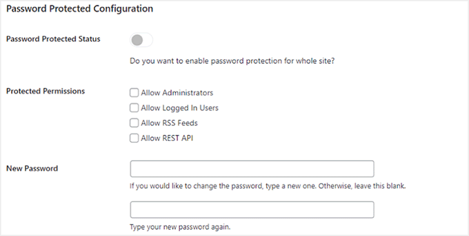 Tableau de bord protégé par mot de passe