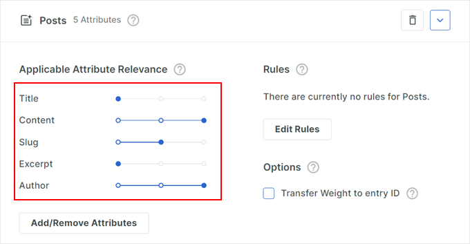 Configuring the Applicable Attribute Relevance in SearchWP