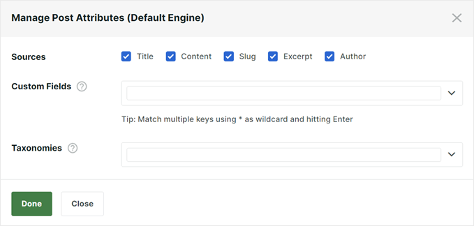 Managing post attributes in SearchWP