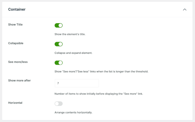Setările Containerului WPFilters