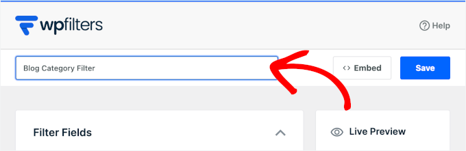 Denumirea elementului WPFilters
