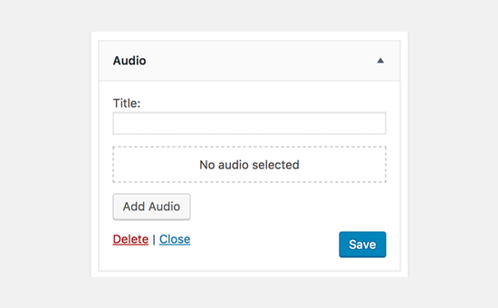 Audio widget in WordPress 4.8