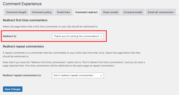 Redirect first time commenters to thank you page Redirect first time commenters to thank you page