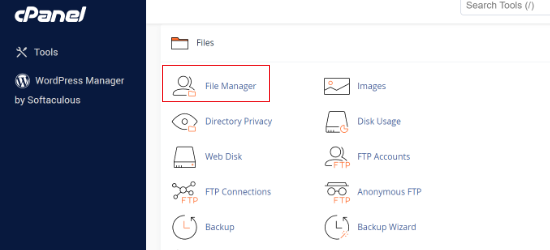 Go file manager in cPanel
