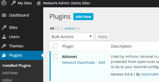 plugin-uri activate în rețea