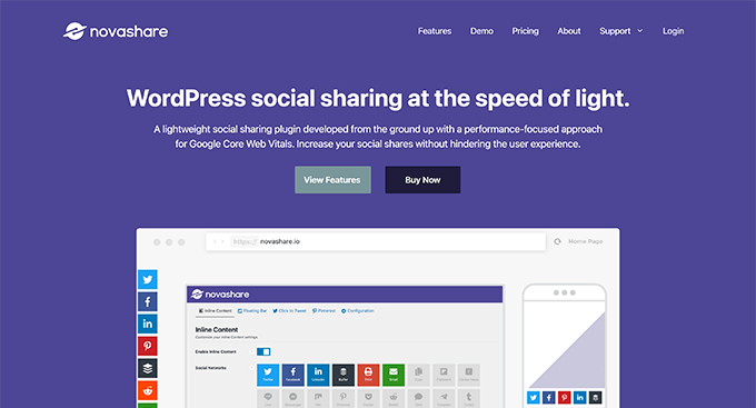 Novashare - البرنامج المساعد للمشاركة الاجتماعية لـ WordPress