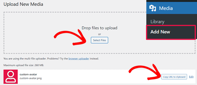 Upload custom gravatar