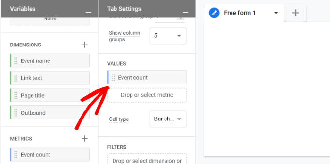 Add event count to values area