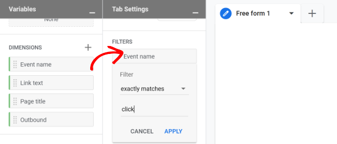 Add event name to filters