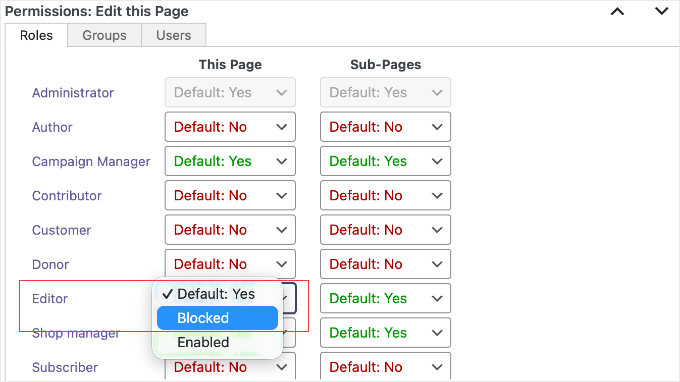 Blocking Editors from Editing a Page Using PublishPress Permissions