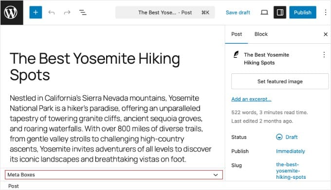 Expanding the Meta Boxes Section Under the Content Area
