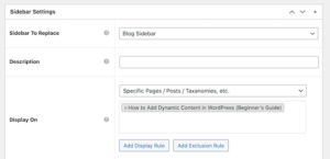 How to Display Different Sidebar for Each Post and Page in WordPress