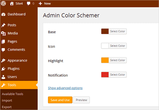 Admin color schemer