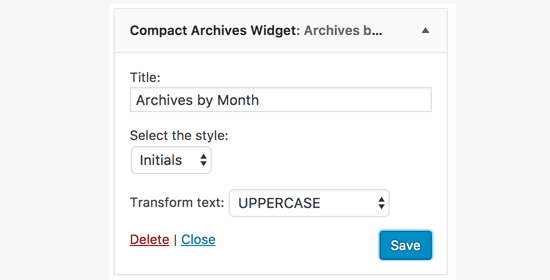 Compact Archives settings