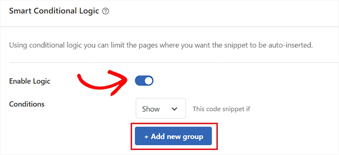 Toggle the Conditional Logic switch to active