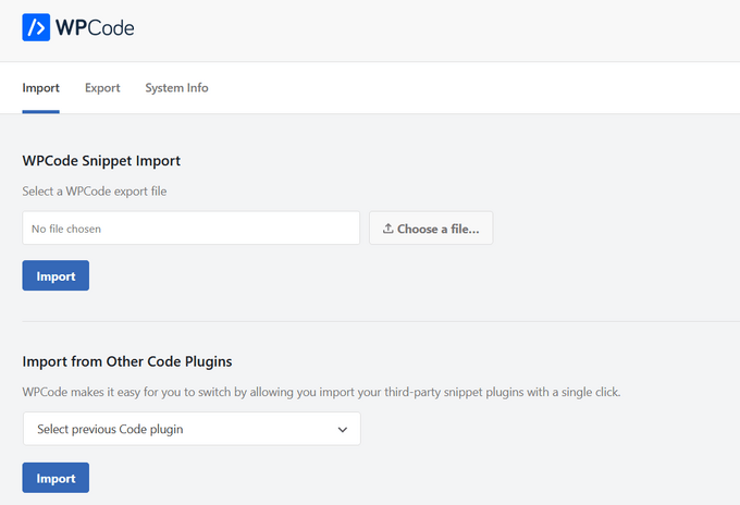 Import code snippets with WPCode
