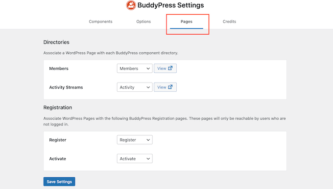 BuddyPress 社交网络插件设置
