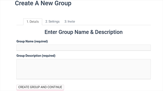 Creating a new group in BuddyPress