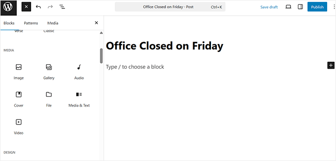 Erstellen Sie eine Ankündigung für das Intranet im Block-Editor Erstellen Sie eine Ankündigung für das Intranet im Block-Editor