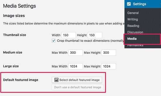 Default featured image settings