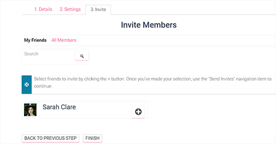 Invite users to join group