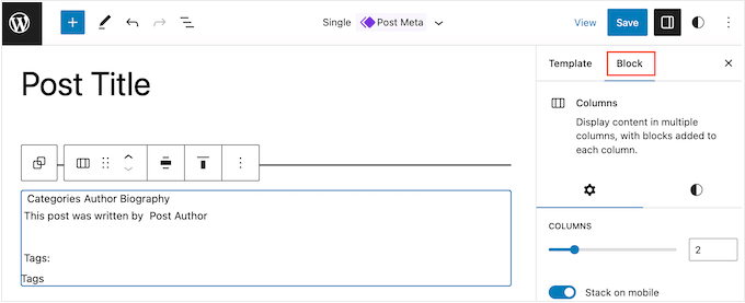 Organizing content into columns