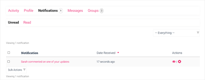 Benachrichtigungen auf der BuddyPress-Seite anzeigen Benachrichtigungen auf der BuddyPress-Seite anzeigen