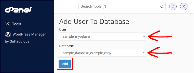 Adding a new user to the MySQL Database on cPanel