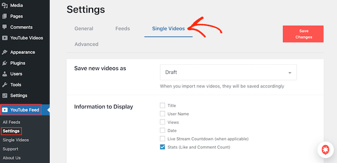 Smash Balloon's single video settings