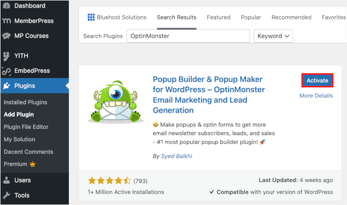 OptinMonster'ı Yükleme OptinMonster'ı Yükleme