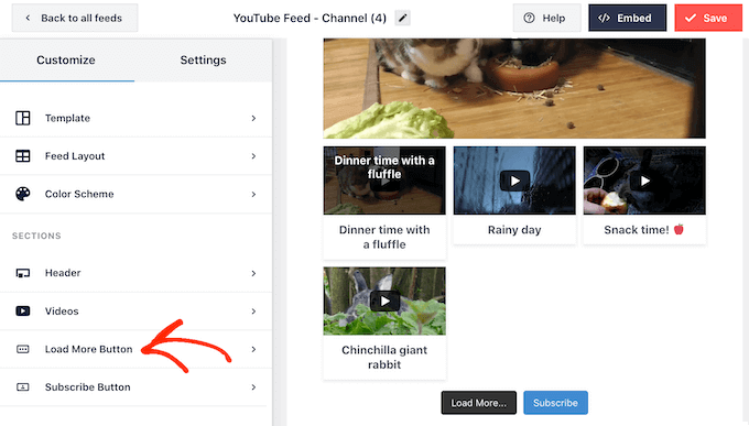 Adding a load more button to a WordPress video feed