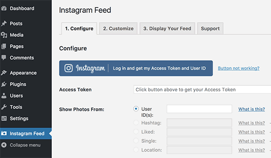 Get access token and user ID from Instagram