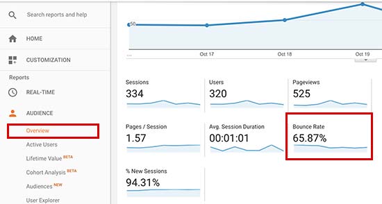 Checking bounce rate in Google Analytics