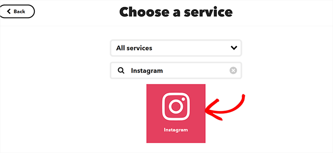 Choose Instagram as the service