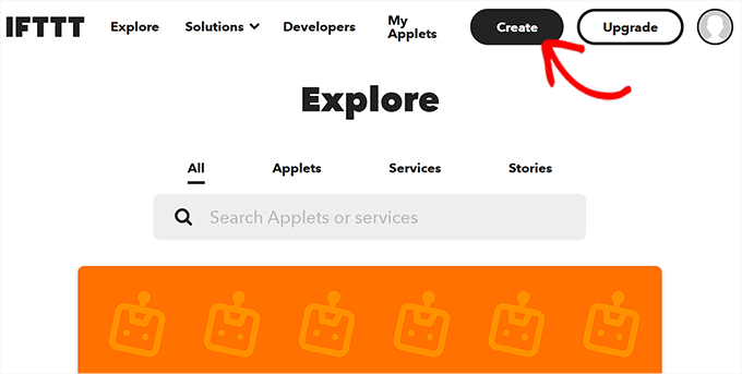 Click Create to start building an applet