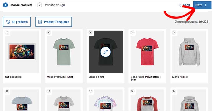 Design all the products and click 'Next'