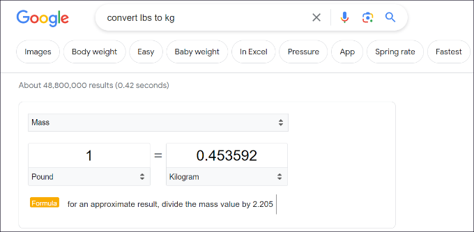 Answer box for conversion rates