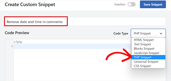 Choose PHP snippet to remove date and time in WordPress comments