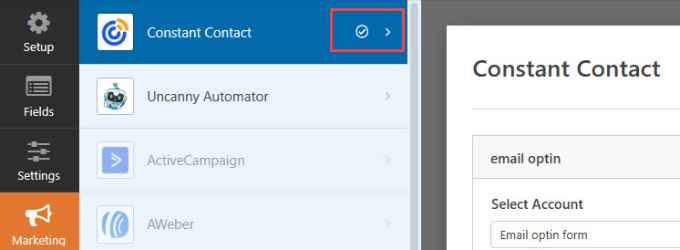 Constant Contact connection verified