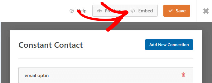Embed contact form to contact page