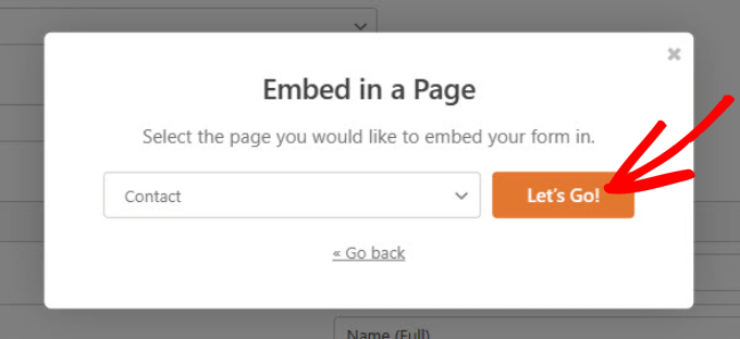 Embed contact form to your contact page