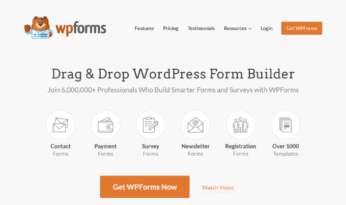 WPForms homepage