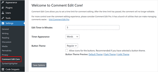 Set a time limit for editing a comment
