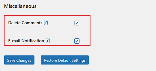 Configure miscellaneous settings and click 'Save Changes