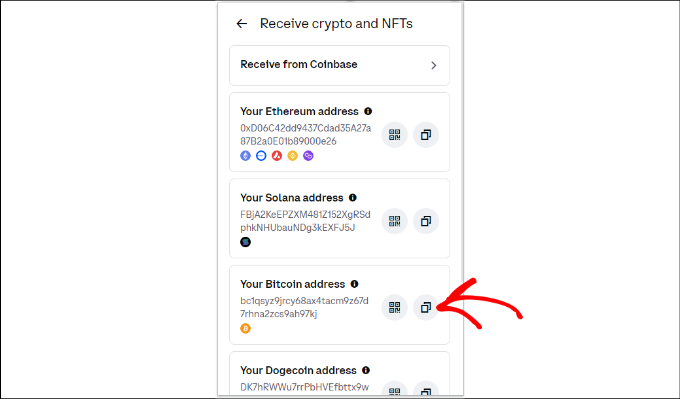 WebHostingExhibit copy-bitcoin-wallet-address-1 How to Easily Accept Bitcoin Payments in WordPress (Step by Step)  