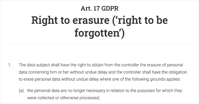 Dreptul la uitare GDPR
