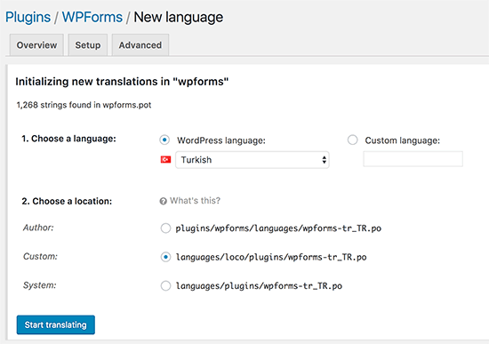 Adding a new language in Loco Translate
