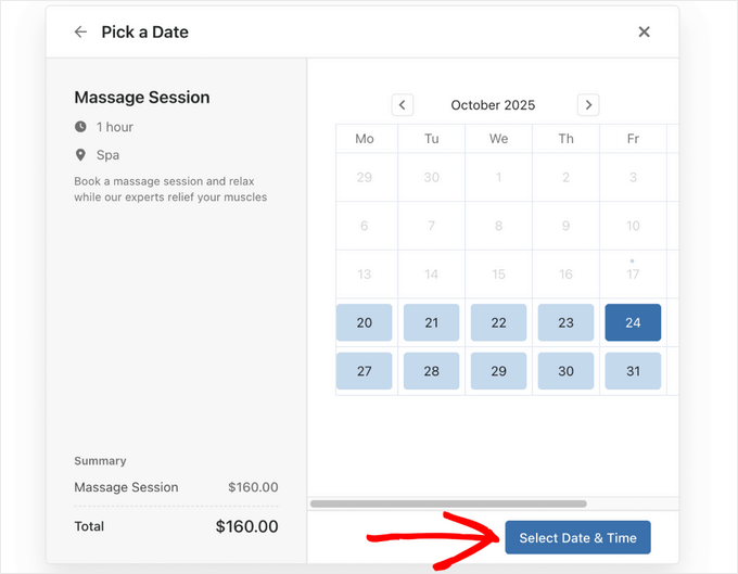 Sugar Calendar booking form example