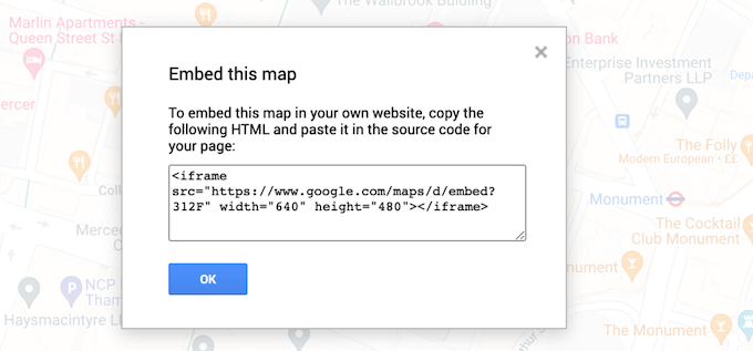 Getting an iFrame code for Google Maps