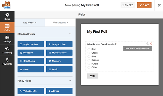 Editing your poll form